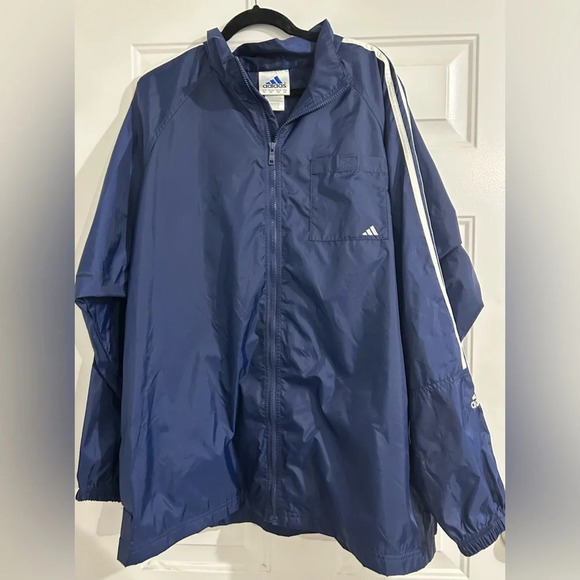 adidas Other - Vintage Adidas Windbreaker Men's XLarge Full Zip Nylon 90's 3-Stripe Blue